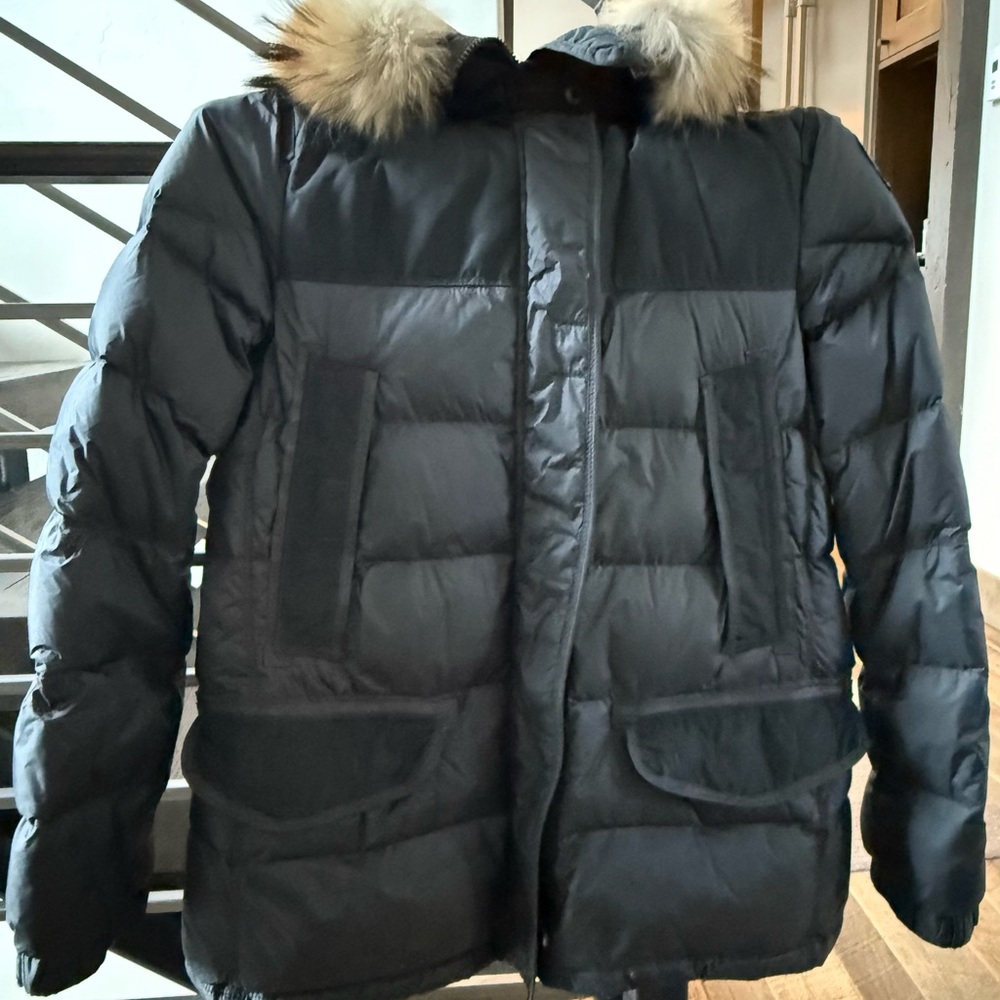 Parajumpers Blue Puffer Jacket with Fur Hood